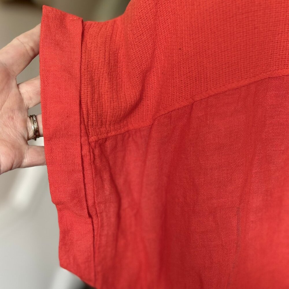 SAIPH 100% Italian Linen Dolman Sleeve Tunic Top Lagenlook Poppy Runs Like Sz 1X - Picture 7 of 10
